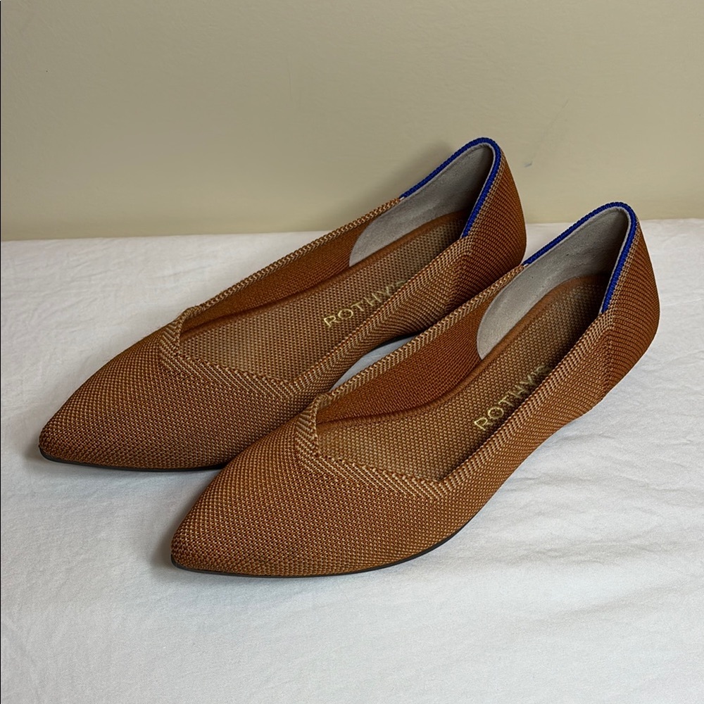 Rothy's The Point in Fawn Pointed Toe Flats Washable Brown Rust Size 7